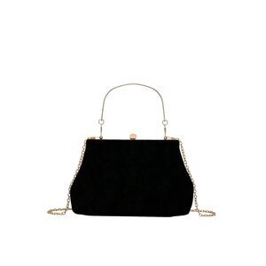 4565 Kiss Lock Top Handle Solid Evening Bag Chain Shoulder Strap Glamorous